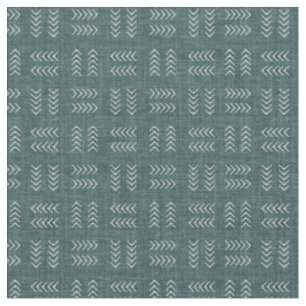 Arrows on Dark Blue Green Linen Fabric