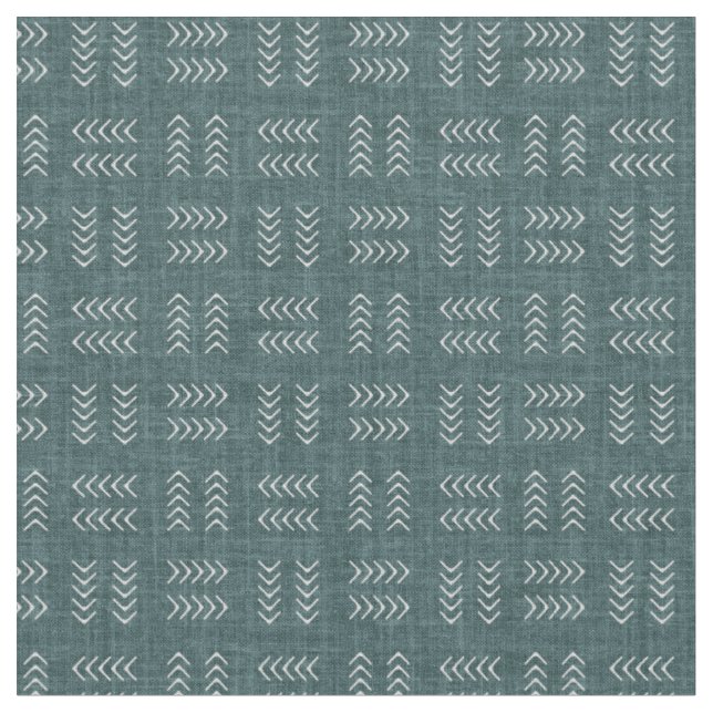 Arrows on Dark Blue Green Linen Fabric (Close Up)