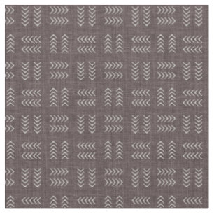 Arrows on Dark Grey Brown Linen Fabric