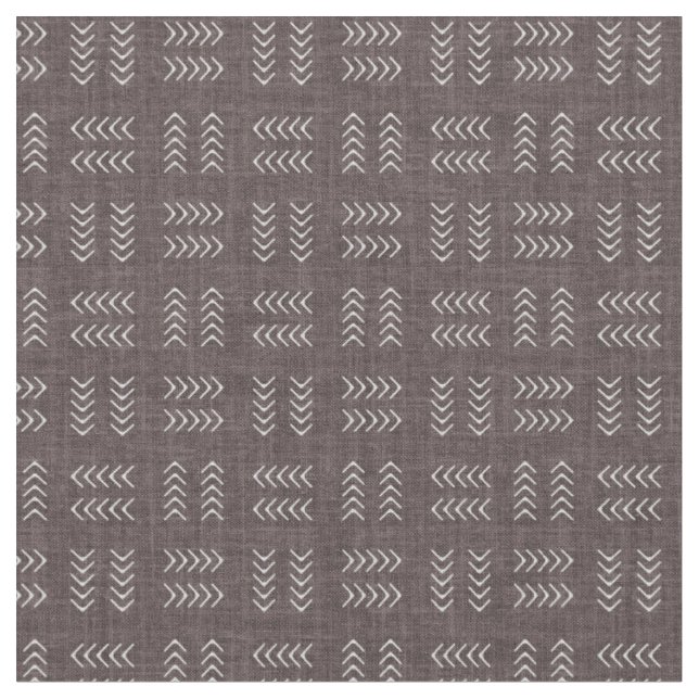 Arrows on Dark Grey Brown Linen Fabric (Close Up)