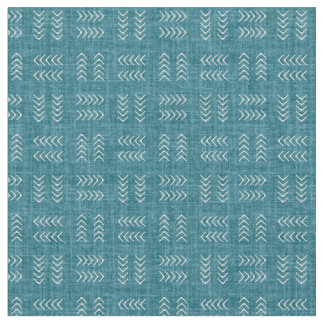 Arrows on Dark Teal Linen Fabric