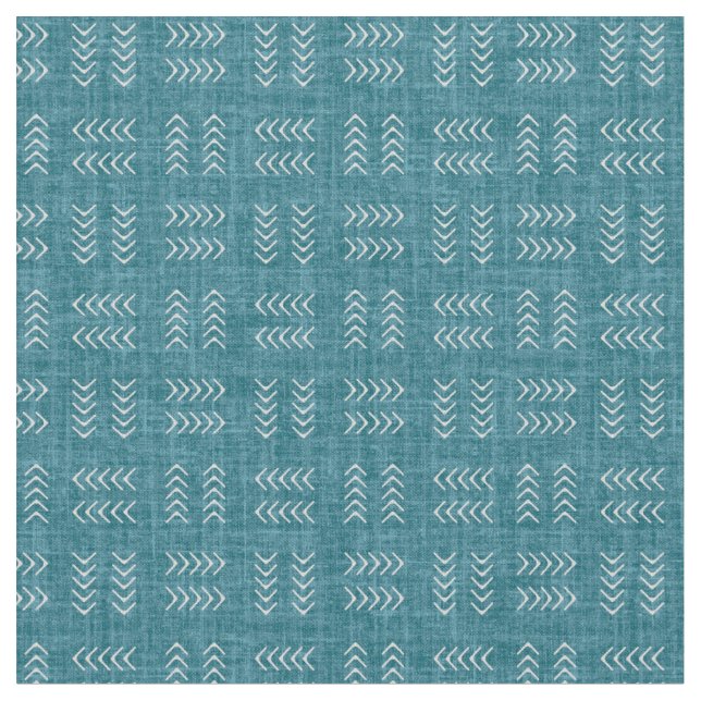 Arrows on Dark Teal Linen Fabric (Close Up)