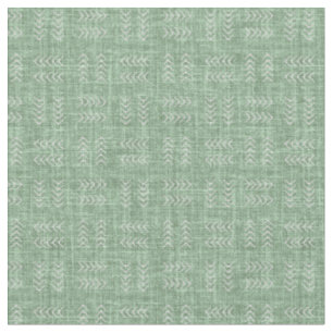 Arrows on Fern Green Linen Fabric