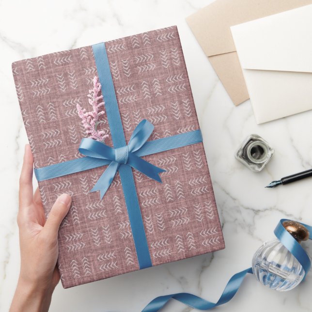 Arrows on Redwood Linen Wrapping Paper (Gifting)