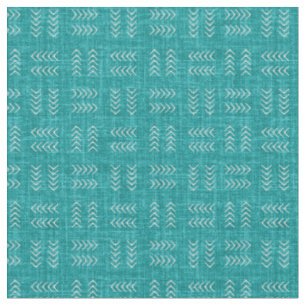 Arrows on Teal Linen Fabric