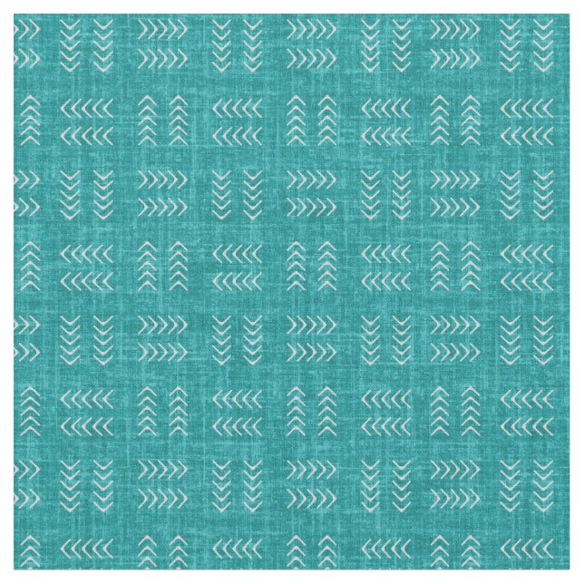 Arrows on Teal Linen Fabric (Close Up)