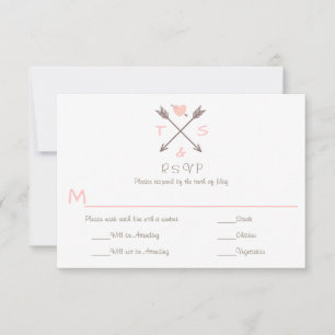 Arrows Pink Heart - RSVP & Dinner Choice Card
