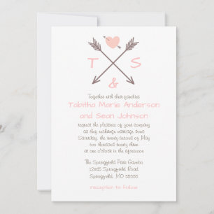 Arrows Pink Heart - Wedding Invitation