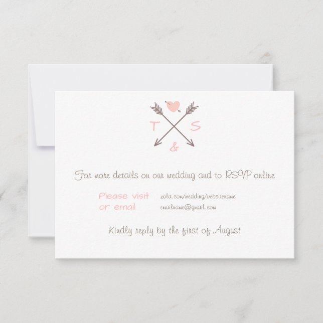 Arrows Pinkj Heart - RSVP Card (Front)