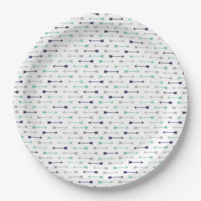 Arrows Themed Baby Shower Paper Plates (Front)