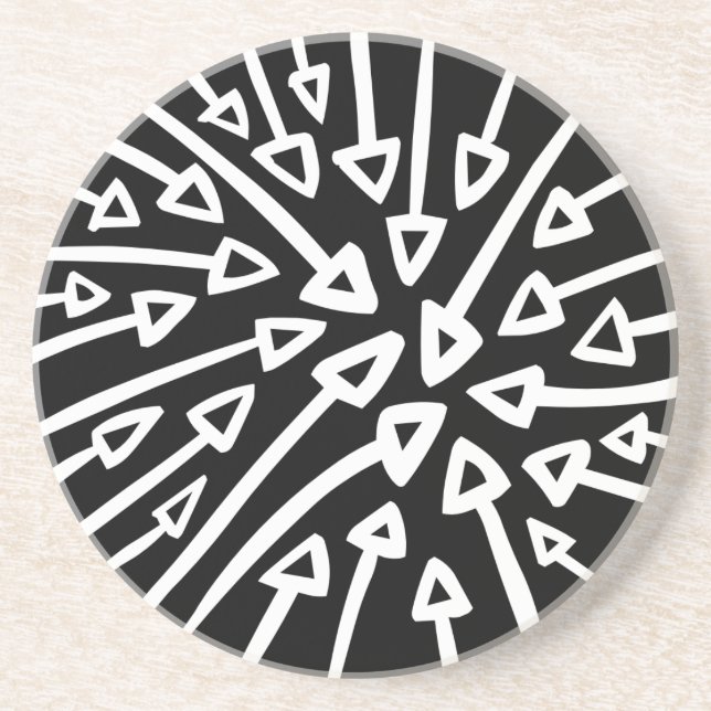 Arrows - White on Black Coaster (Front)