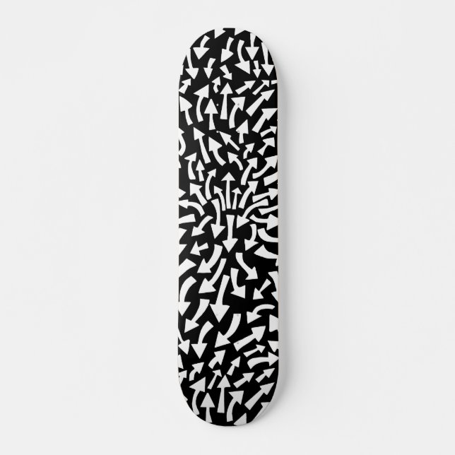 Arrows - White on Black Skateboard (Front)