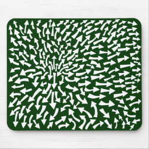Arrows - White on Dark Green 003300 Mouse Pad