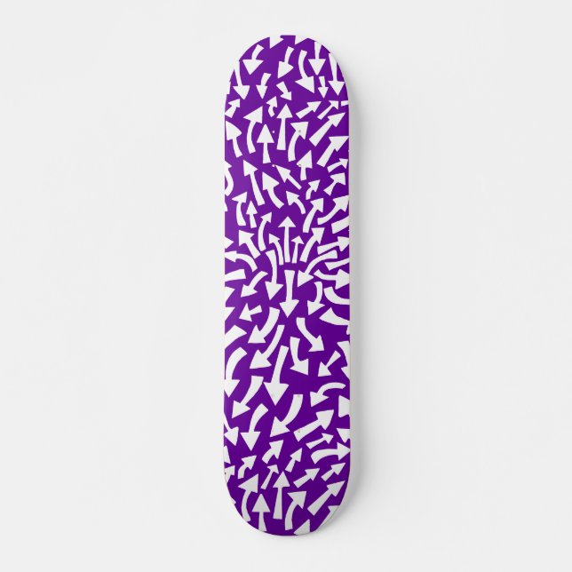 Arrows - White on Deep Purple Skateboard (Front)