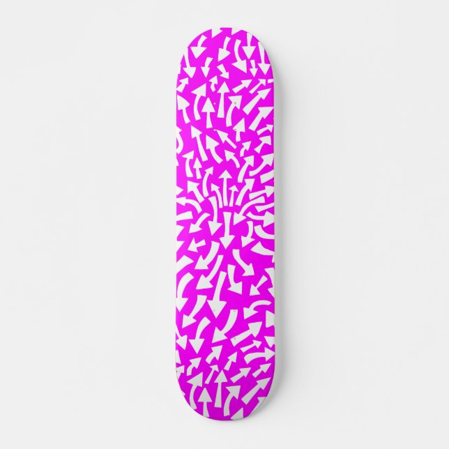 Arrows - White on Magenta Skateboard (Front)