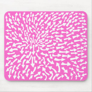 Arrows - White on Pink FF66CC Mouse Pad