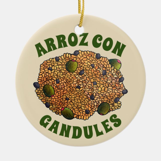 Arroz con Gandules Puerto Rican Food Rice Peas Ceramic Tree Decoration (Front)