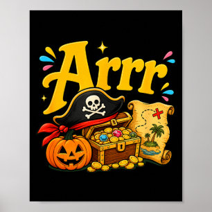 Arrr funny pirate halloween pirate hat pumpkin  poster
