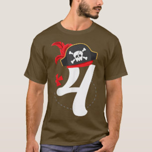 Arrr Im 4, Cute Pirate Hat 4th Birthday Party Boys T-Shirt