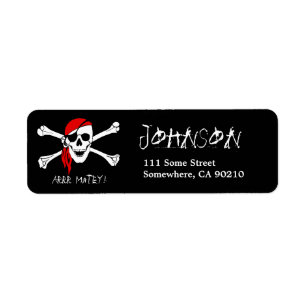 ARRR Matey Black Pirate Address Label