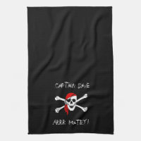 ARRR Matey Personalised Pirate Kitchen Towel Black
