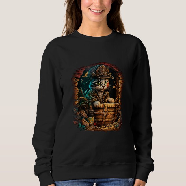 Arrr Meow-ty! Pirate Design with Treasure Chest an Sweatshirt (Front)