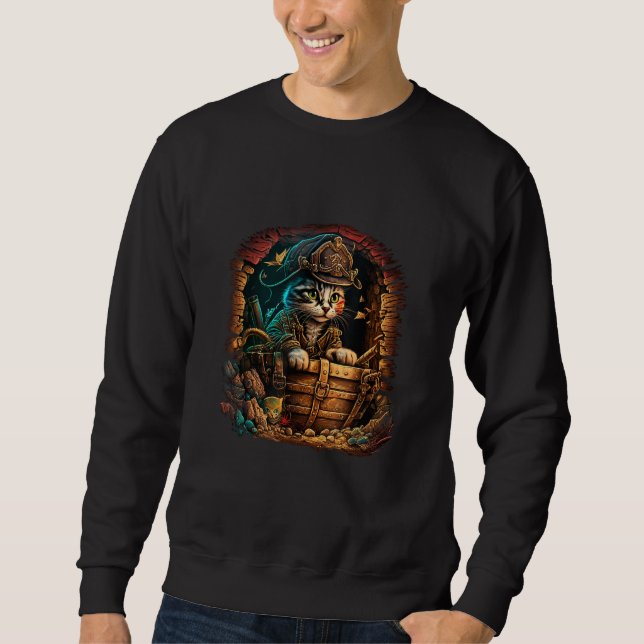 Arrr Meow-ty! Pirate Design with Treasure Chest an Sweatshirt (Front)