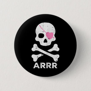 Arrr Pirate Heart Eyepatch Halloween Women Toddler 6 Cm Round Badge