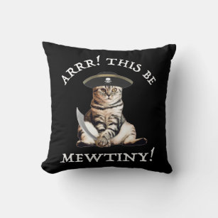 Arrr! This Be Mewtiny! Pirate Cat Cushion