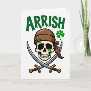 Arrrish Pirate Skull Fun Card
