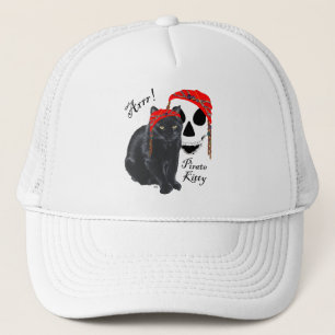 Arrrr! Black Cat Pirate Kitty Trucker Hat