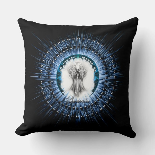 Arsencia Ethereal Silver Light Fractal Art Cushion (Front)