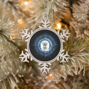 Arsencia Ethereal Silver Light Fractal Art Snowflake Pewter Christmas Ornament