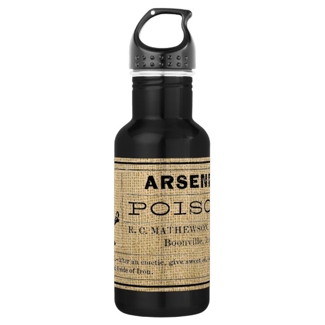 Arsenic Label on Burlap 532 Ml Water Bottle (Front)