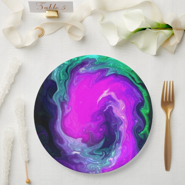 Arsty Swirl Design Paper Plate (Wedding)