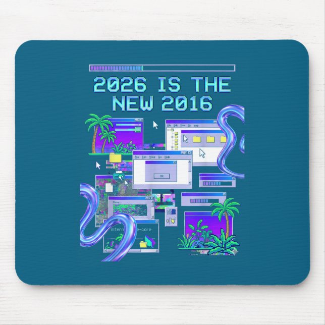 Art 2016 Vaporwave Pixel Computer Aesthetic Mouse Pad (Front)