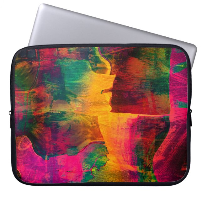 art abstract colorfur vibrant paper backgroundart, laptop sleeve (Front)