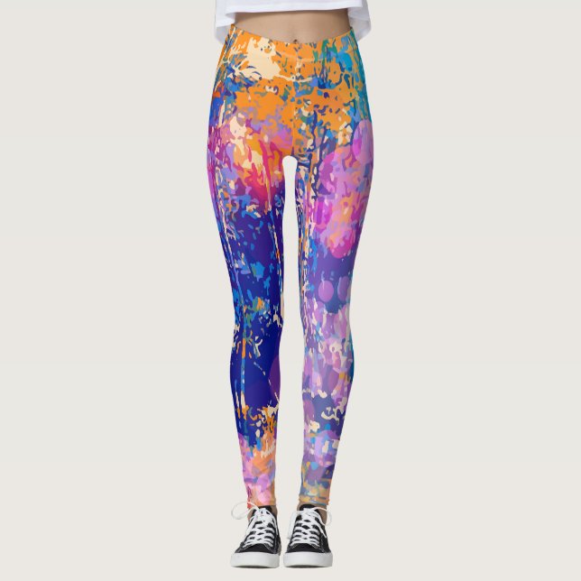 Art Abstract Forest Tropical Colour Leggings (Front)
