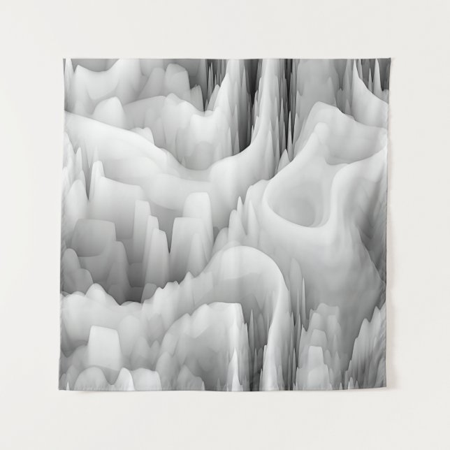 art abstract fractal wave blurred monochrome backg tapestry (Front)