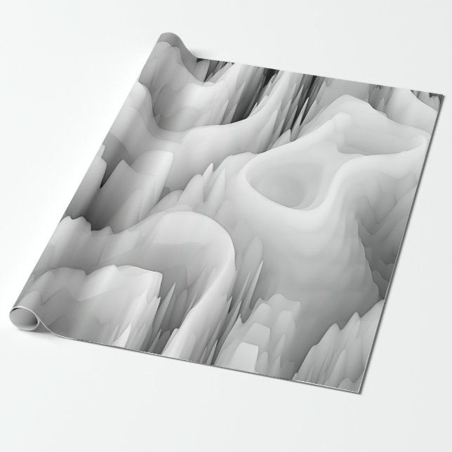art abstract fractal wave blurred monochrome backg wrapping paper (Unrolled)