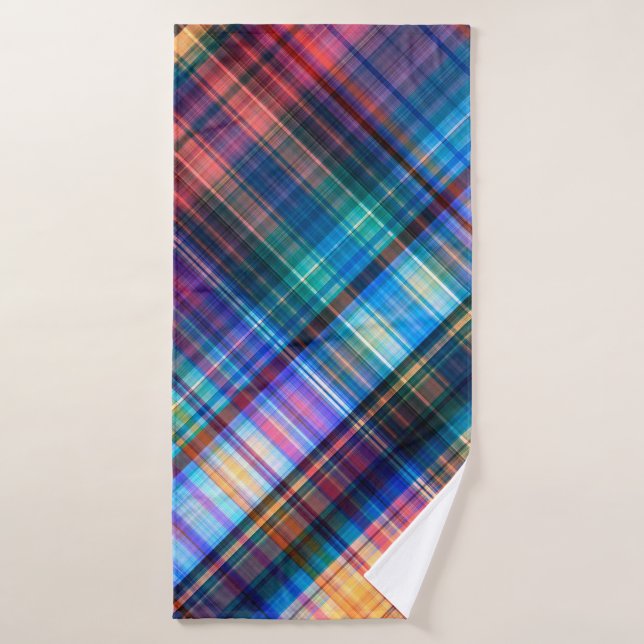 art abstract geometric diagonal pattern rainbow ba bath towel (Bath Towel)