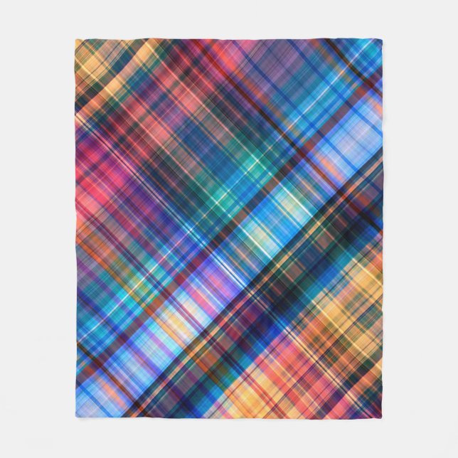 art abstract geometric diagonal pattern rainbow ba fleece blanket (Front)