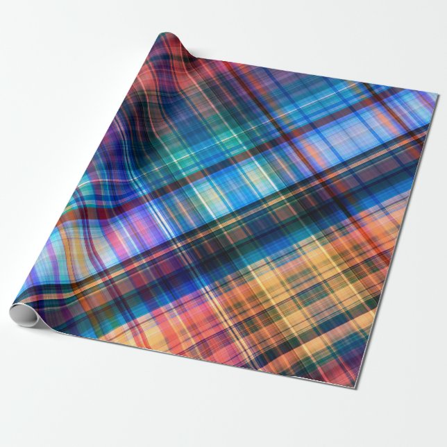 art abstract geometric diagonal pattern rainbow ba wrapping paper (Unrolled)