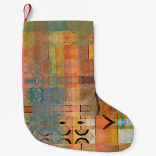 art abstract geometric horizontal stripes pattern  small christmas stocking