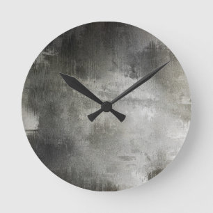 art abstract grunge black and white textured round clock