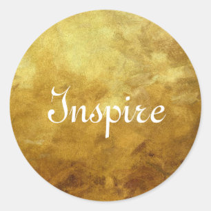 art abstract painted background in golden colour classic round sticker