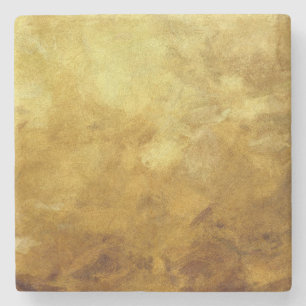 art abstract painted background in golden colour stone coaster