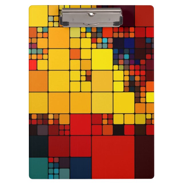 Art abstract vibrant rainbow geometric pattern clipboard (Front)