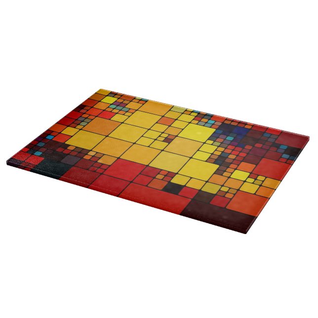 Art abstract vibrant rainbow geometric pattern cutting board (Corner)