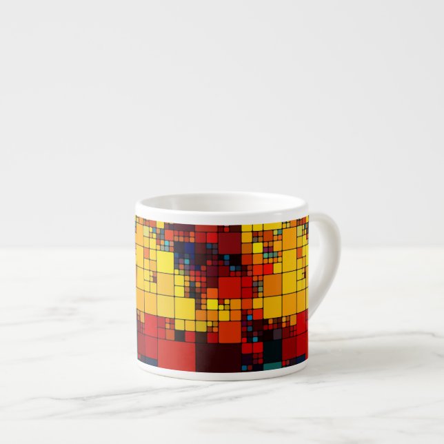 Art abstract vibrant rainbow geometric pattern espresso cup (Front Right)
